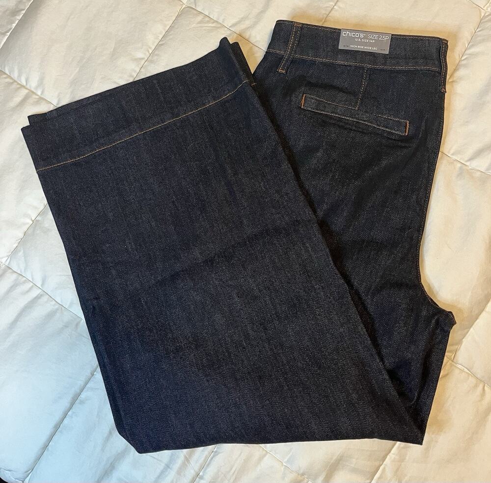 Chico’s High Rise Wide Leg Jean - Size 2.5P NWT Midnight Rinse 36 X 28.5